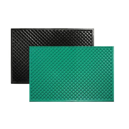 ALP EPDM Rubber Anti-Slip Door Mat Combo – Black & Green (Pack of 2)