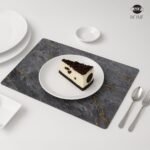 Premium Double-Sided Dining Table Mats – Grey-Golden, 45×30 cm, 2mm (Pack of 6)