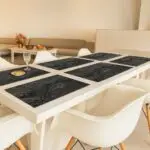 Premium Reversible ABS Table Placemats – Marble & Grey-Silver, Pack of 6