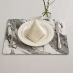 Premium Reversible ABS Table Placemats – Marble & White-Silver, Pack of 6