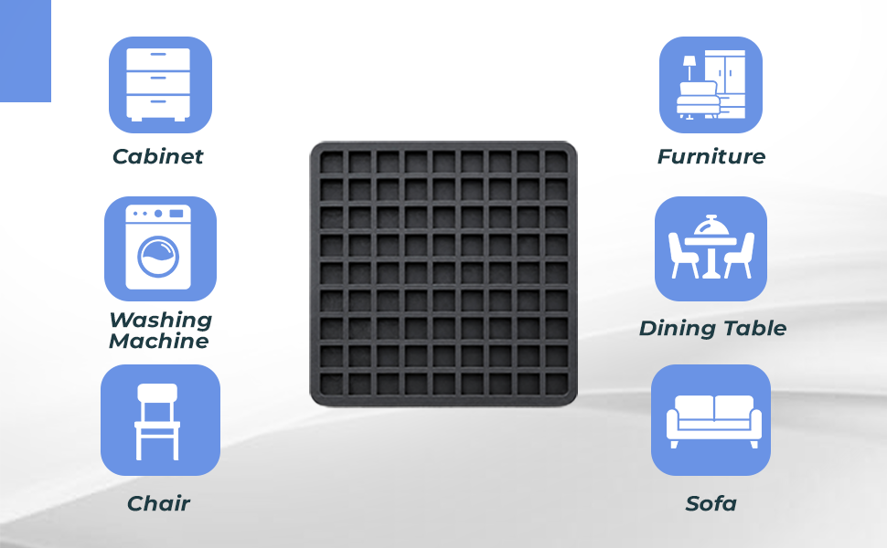 premium anti vibration epdm rubber pads – square, pack of 4