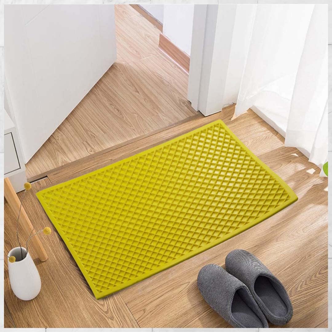 Home Mine premium yellow microfiber anti slip door mat | absorbent indoor entrance floor mat for home & office (pack of 1)