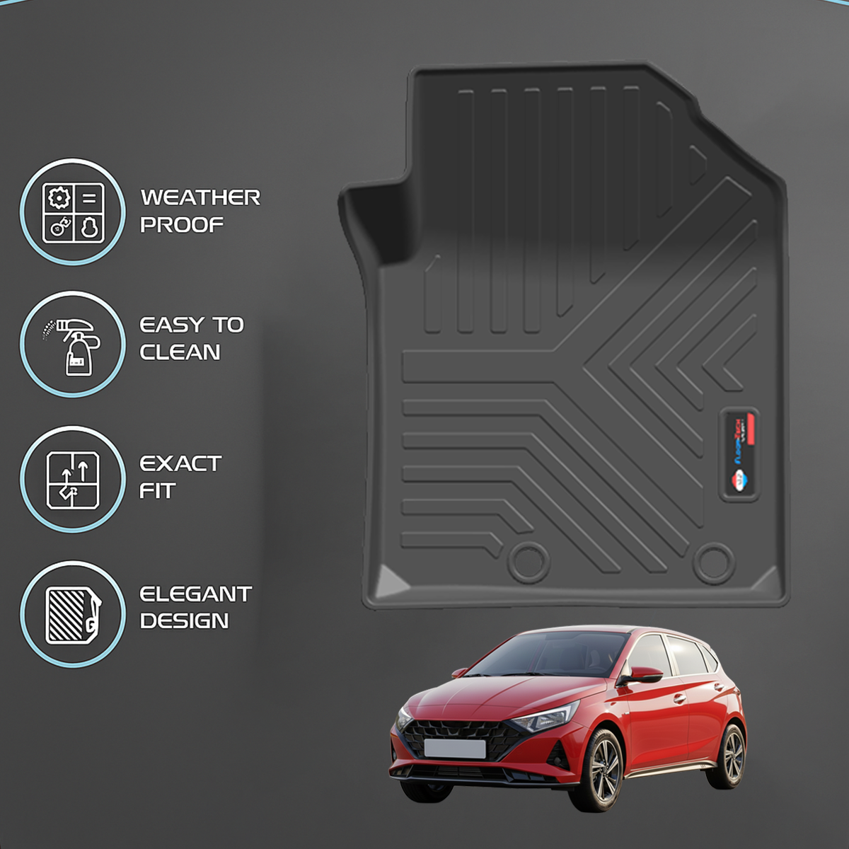 heavy duty 3d black car floor mats for i 20 grand nois & aura (set of 3) heavy duty 3d black car floor mats for i 20 grand nois & aura (set of 3)