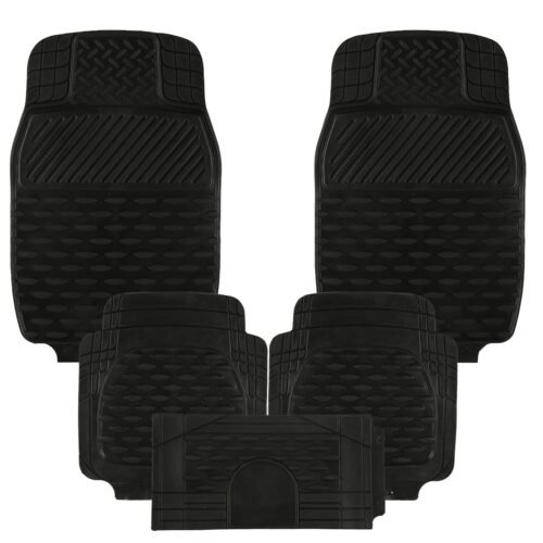 heavy duty universal rubber black car floor mats (set of 5)