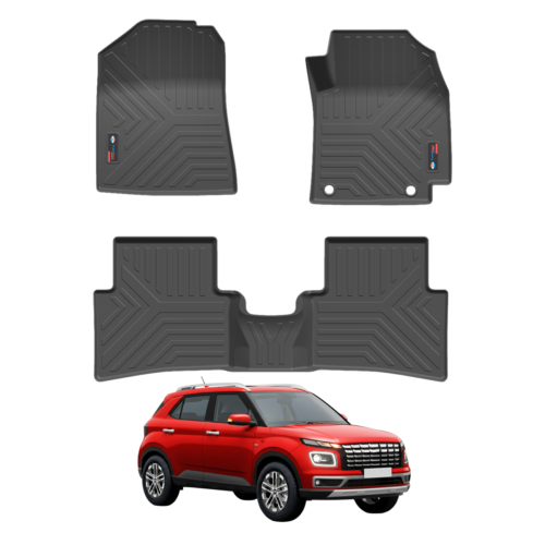 heavy duty 3d black car floor mats for hundai venue (2018) (set of 3)