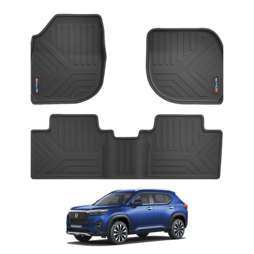 heavy duty 3d black car floor mats for honda elevate (set of 3)