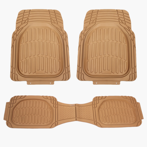 heavy duty universal pvc beige coulor car floor mats (set of 3)