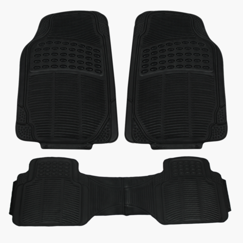 heavy duty universal rubber black car floor mats (set of 3)